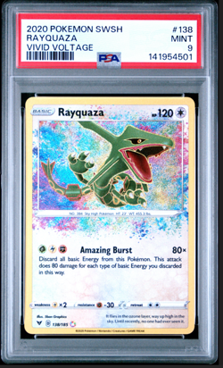 Pokemon TCG Rayquaza 138/185 Vivid Voltage Amazing Rare Holo PSA 9 Mint - Image 1