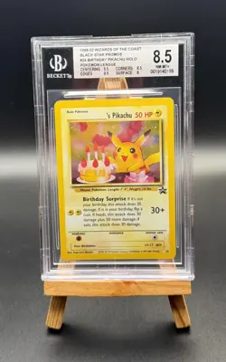 BIRTHDAY PIKACHU HOLO (POKEMON LEAGUE) 24 POKEMON BGS 8.5 SILVER - Image 1