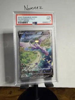 Pokemon TCG Aerodactyl V 180/196 Alt Art Full Art Rare Lost Origin PSA 9 - Image 1
