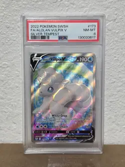 Alolan Vulpix 173/195 Silver Tempest Full Art - PSA 8 NM/M Pokemon TCG - Image 1