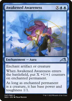 MTG Magic NEO Kamigawa Neon Dynasty - 1x EN NM 047 U Awakened Awareness - Image 1