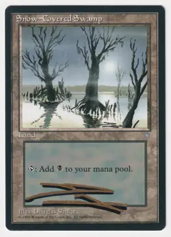 Shadow Signed Snow-Covered Swamp Proof LP Ice Age Artist Douglas Shuler MTG AP! - Image 1