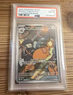 ROCKET'S RATICATE POKEMON DESTINED RIVALS 202/182 ILLUSTRATION RARE HOLO PSA 8 - Image 1