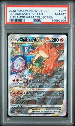 2022 POKEMON SWSH BLACK STAR PROMO #262 FULL ART/CHARIZARD VSTAR PSA 8 - Image 1