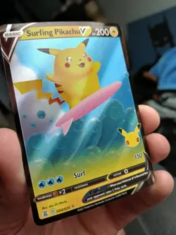 Pokemon TCG Surfing Pikachu V 008/025 Celebrations 25th Anniversary NM - Image 3