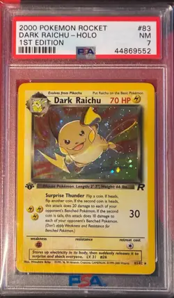 Pokemon Team Rocket 1st Edition Raichu Holo PSA 7 #83 - Image 1