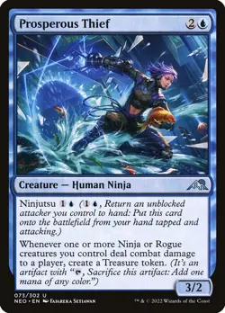 MTG Magic NEO Kamigawa Neon Dynasty - 1x EN NM 073 U Prosperous Thief - Image 1