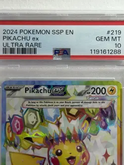 Pokemon TCG - Pikachu ex 219/191 Ultra Rare Surging Sparks | PSA 10 Gem Mint - Image 3