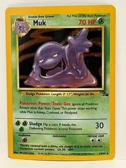 Vintage 1999 Pokemon TCG Fossil MUK HOLO Rare 13/62 LP English, Unltd. - Image 1