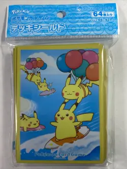Japanese Pokemon Center Deck Shield Flying & Surfing Pikachu Sleeves 64Ct - Image 1