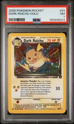 2000 Pokemon Dark Raichu 83/82 Team Rocket Holo PSA 7 - Image 1