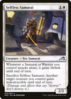 MTG Magic NEO Kamigawa Neon Dynasty - 1x EN NM 035 U Selfless Samurai - Image 1
