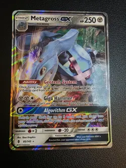 Pokemon TCG Holo Full Art Metagross GX SM - Guardians Rising 85/145 - Image 1