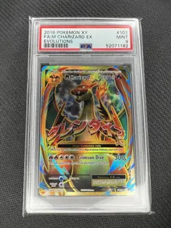 2016 Pokemon XY Evolutions Mega Charizard EX Full Art 101/108 PSA Mint 9 - Image 1