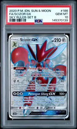 2020 POKEMON INDONESIAN SUN & MOON SKY RULER SET B FULL ART/SCIZOR GX PSA 10 - Image 1