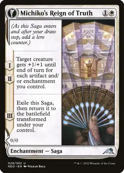 MTG Magic NEO Kamigawa Neon Dynasty - 1x EN NM 029 U Michiko's Reign of Truth - Image 1