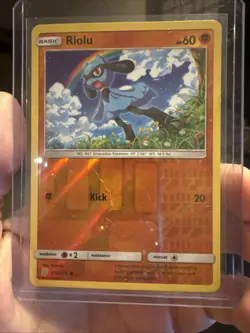 Pokemon Unified Minds Riolu Reverse Holo Common Card 115/236 NM 2019 - Image 2