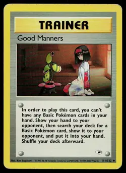 Pokemon Card Gym Heroes Good Manners 111/132 Unlimited Uncommon - Image 1