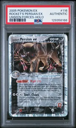 Rocket's Persian EX Holo 116/115 PSA Authentic - 2005 Pokemon Unseen Forces DMGd - Image 1