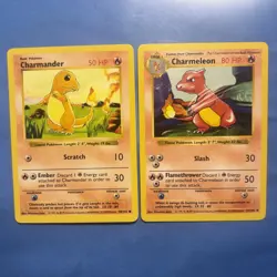 Pokemon Charmander & Charmeleon 24/102 46/102 Shadowless Base Set LP - Image 1
