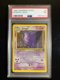 Pokemon 1999 Fossil Gengar 5/62 Holo Rare Unlimited PSA 7 English - Image 1