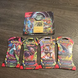 LOT OF 5 Pokemon Phantasmal Flames Blister + Sleeved booster Packs NEW In Hand - Image 1
