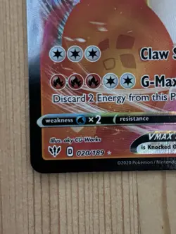 Pokemon TCG Charizard VMAX Darkness Ablaze #020/189 Nm - Image 5