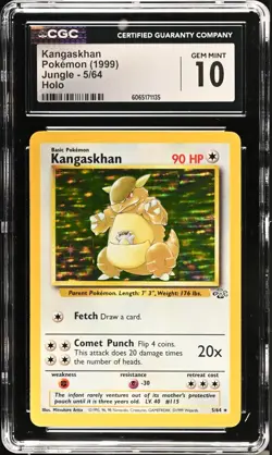 CGC 10 GEM MINT Kangaskhan 5/64 Jungle Holo Rare 1999 WOTC Pokemon - Image 1