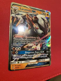 Pokemon Sun & Moon Guardians Rising Lycanroc gx 074 74/145 mint condition miscut - Image 1