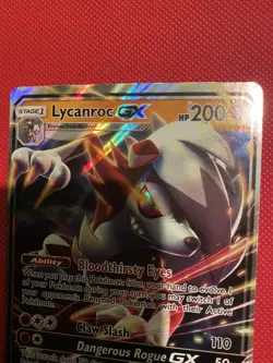 Pokemon Sun & Moon Guardians Rising Lycanroc gx 074 74/145 mint condition miscut - Image 3