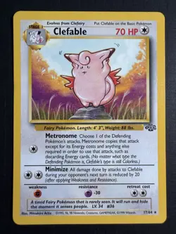 Pokemon TCG Clefable Jungle 17/64 Rare Regular Unlimited 70 HP 1999 Wizards - Image 1