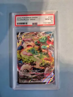Pokemon Snorlax VMAX 142/202 Swsh01: Sword & Shield Holo PSA 10 - Image 1