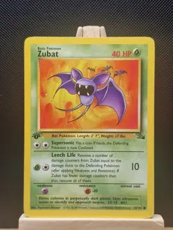 Pokemon 1999 WOTC 1st Edition Fossil Zubat 57/62 - Light Play - Image 1