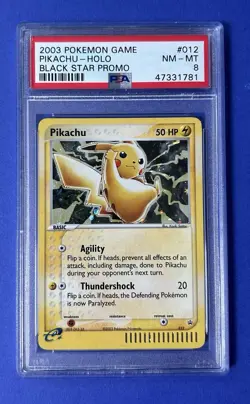 2003 Pokemon Game Pikachu Holo Black Star Promo #012 PSA 8 NM-MT - Image 1