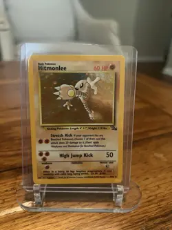 Hitmonlee 60 HP Holo Rare Fossil Basic Unlimited English Pokemon Card 7/62 - Image 1
