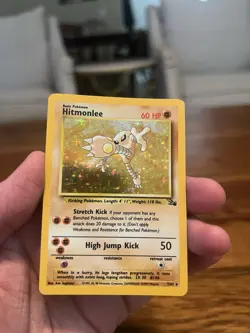 Hitmonlee 60 HP Holo Rare Fossil Basic Unlimited English Pokemon Card 7/62 - Image 3