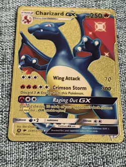 2019 Pokemon Gold Foil Fan Art Card Charizard Gx Hp 250 SV49/SV94 - Image 1