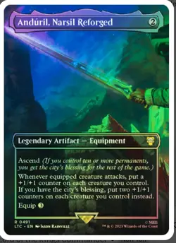 Anduril, Narsil Reforged Foil (Borderless) Lord of the Rings - MTG RARE - Image 1
