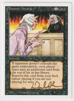 Gold Signed Demonic Attorney LP Revised Artist Daniel Gelon MTG Reserved List! - Image 1