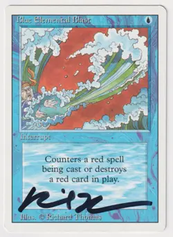 Signed Blue Elemental Blast HP Revised Artist Richard Thomas 1994 WOTC MTG Magic - Image 1