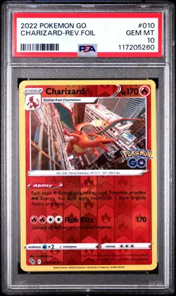 2022 POKEMON GO #010 CHARIZARD-REVERSE FOIL PSA 10 - Image 1