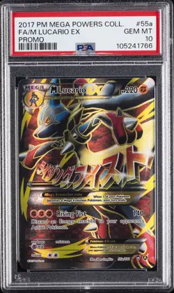 2017 POKEMON MEGA POWERS COLL PROMO #55A FULL ART/M LUCARIO EX PSA 10 - Image 1