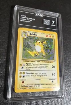 Raichu 1999 WOTC Pokemon Base Set Unlimited Holo 14 TAG 7 Near Mint - Image 2