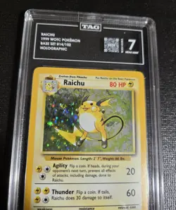 Raichu 1999 WOTC Pokemon Base Set Unlimited Holo 14 TAG 7 Near Mint - Image 3
