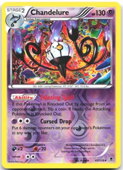 Chandelure 43/119 Holo Rare Phantom Forces Pokemon Holo Moderately Played - Image 1