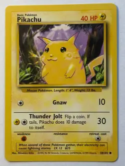 Pokemon TCG Pikachu Yellow Cheeks Base Set #58/102 WotC Vintage 1999 - Image 1