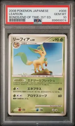 2008 POKEMON JAPANESE BONDS TO THE END OF TIME #008 LEAFEON 1ST EDITION PSA 10 - Image 1