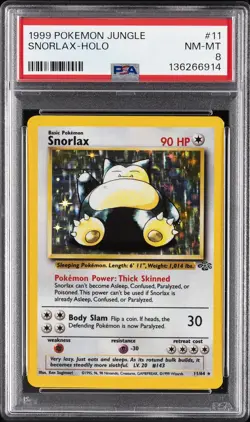 1999 POKEMON JUNGLE #11 SNORLAX-HOLO PSA 8 - Image 1