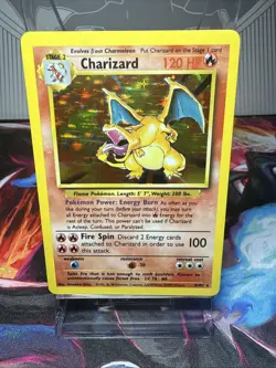 Pokemon Charizard Holo 4/102 – 1999 Base Set Unlimited – WOTC – Vintage – LP - Image 1