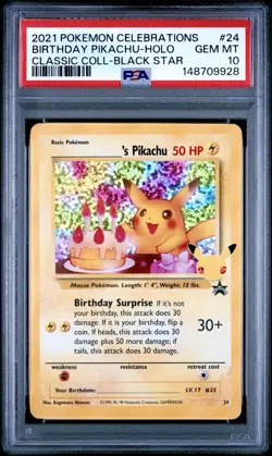 2021 POKEMON CELEBRATIONS CLASSIC COLL #24 BIRTHDAY PIKACHU-HOLO PSA 10 - Image 1